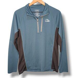 LL Bean Slightly Fitted Performance Pullover Mens Small Teal Long Sleeve 300501